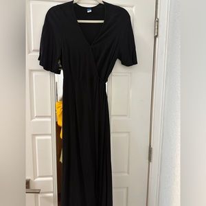 Old Navy Black MIDI Wrap Dress